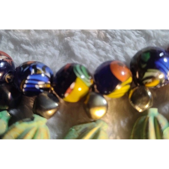 Artisan African Trade Necklace 41" Millefiori Beads Brass Black Bold Ethnic - Picture 12 of 16